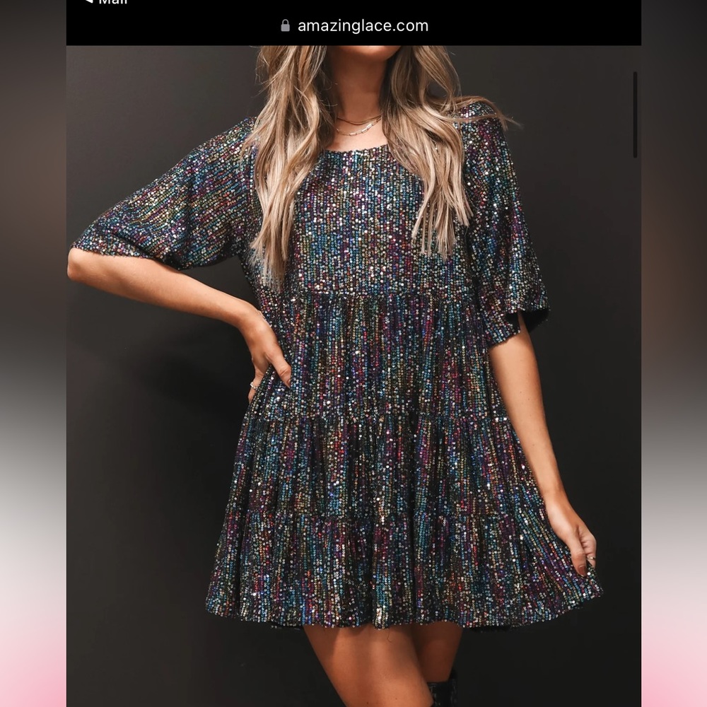 Amazing Lace Multicolor Sequin Mini Dress